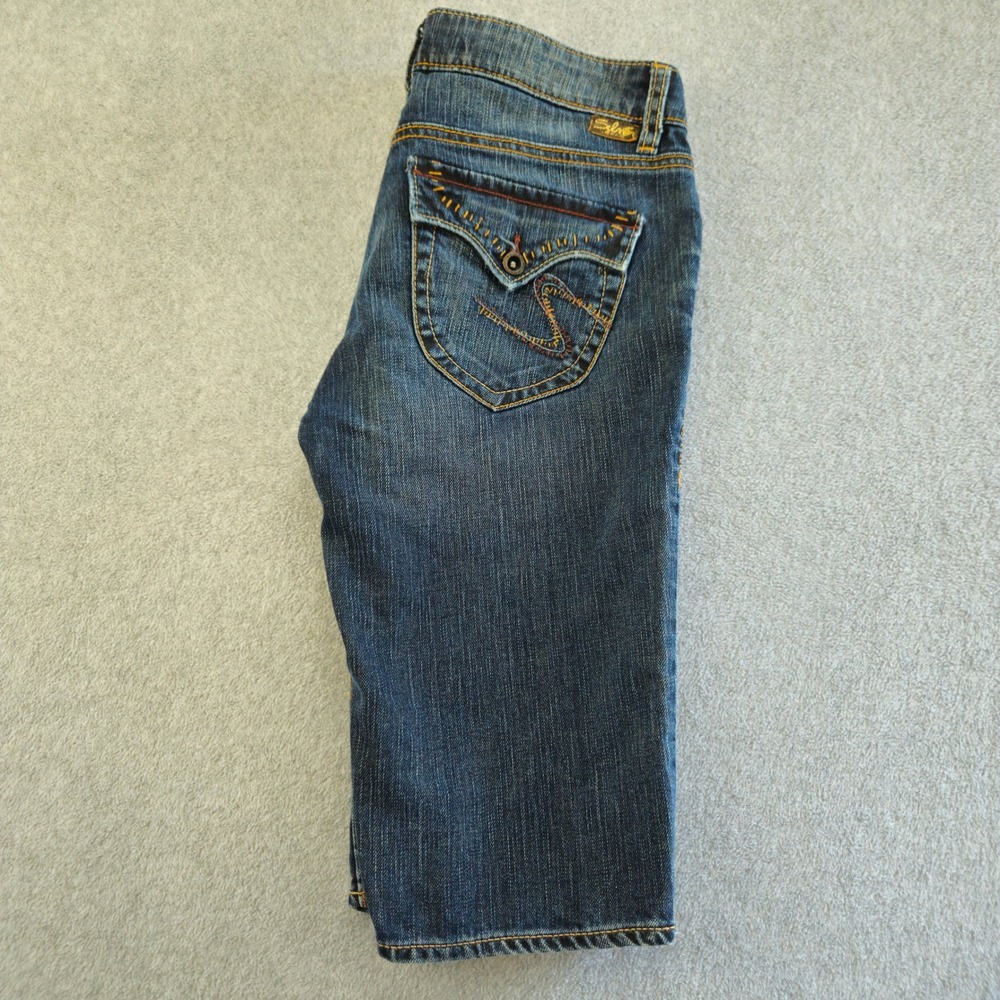 SILVER JEANS CO | NINA | Women 29 Denim Bermuda Shorts Dark Wash Low Rise Y2K